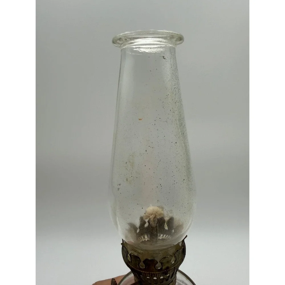 Vintage Miniature Glass Oil Lamp Gold American Eagle Federal Style HJ Logo